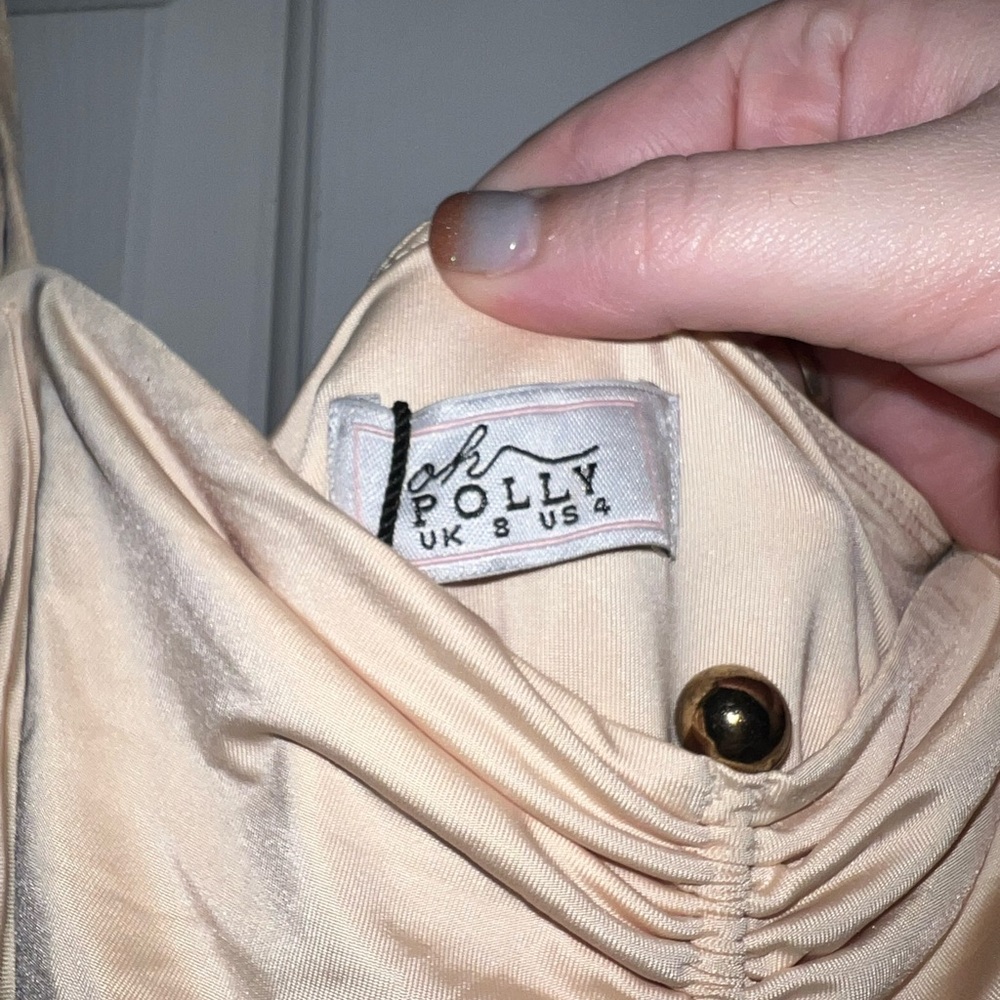 Oh Polly Julane Slinky Jersey Ruched Cut-Out Midaxi Dress in Buttercream Size 4 - Picture 12 of 15